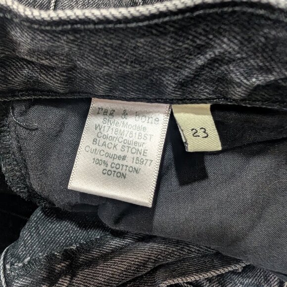 Rag & Bone High Rise Skinny Crop Raw Frayed Hem Ankle Jean, Black Stone - Picture 11 of 12